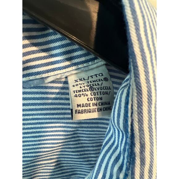Tommy Bahama size XXL blue and white striped button down shirt - Picture 3 of 3